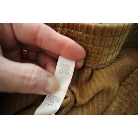 Aerie Women’s Sz Large Gold High Rise Ribbed Taille Haute Bell Bottom Pants - Picture 11 of 14